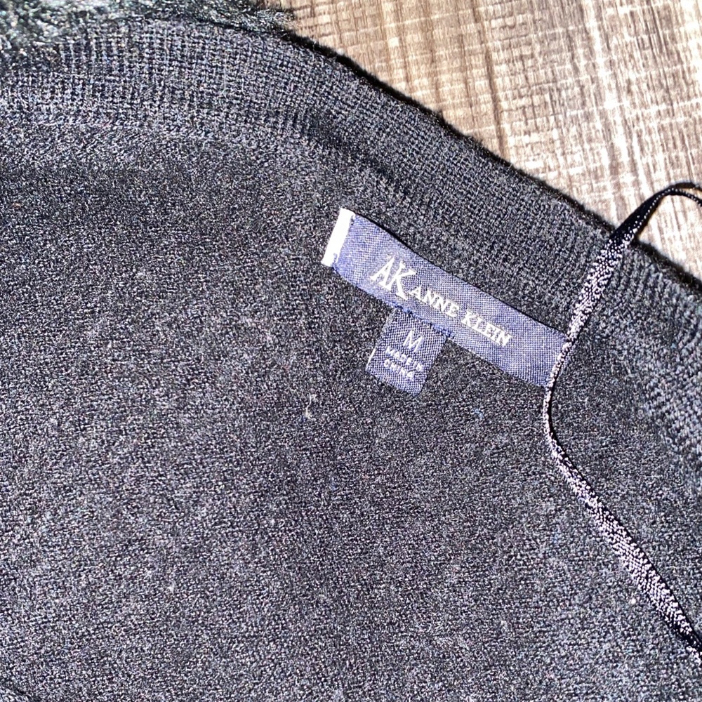 Anne Klein Black Sweater with Faux Fur Trim - Picture 6 of 9